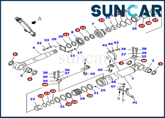 707-98-47841 7079847841 طقم ختم بوم أسطوانة هيدروليكية يناسب قطع غيار كوماتسو PC220-7