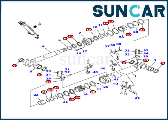 PC220-8 PC220LC-8 Komatsu Service Kit 707-98-47730 أطقم إصلاح ختم الزيت الهيدروليكي
