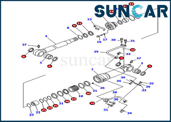 طقم ختم أسطوانة الشفرة من كوماتسو 707-99-58390 يناسب PC228US-3 PC228USLC-3 حفارة الإصدار الخارجي