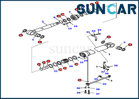 طقم ختم كوماتسو 707-99-46470 بوم طقم إصلاح أسطوانة هيدروليكية لحفارة PC228US-8 PC228USLC-8