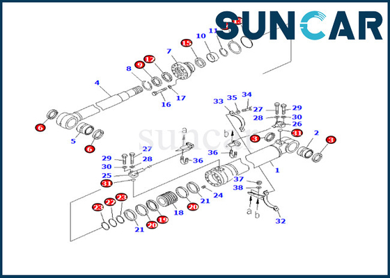 707-98-46300 Boom Cylinder Seal Kit طقم ختم مقاومة للاهتراء يناسب PC228USLC-3E0 PC228US-3E0 كوماتسو