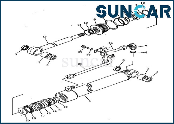 طقم خدمة سوينغ سيلندر يناسب 20S-63-86102 20S6386102 PC20-3 PC30-1 Komatsu Cylinder Assy