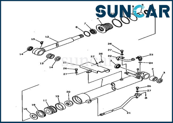 20S-63-76102 طقم ختم أسطوانة دلو بديل يناسب موديلات كوماتسو PC30-5 PW30-1 معدات ثقيلة