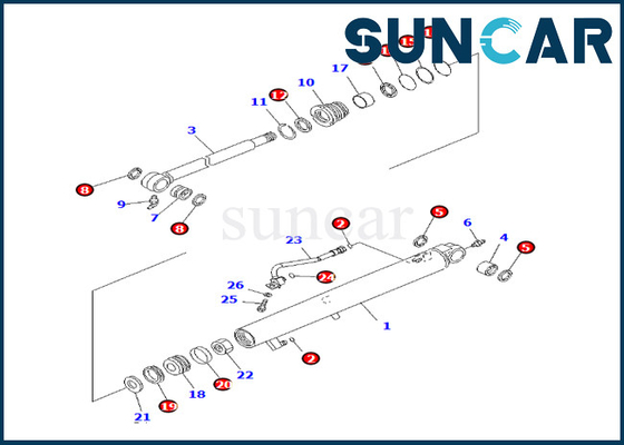 طقم ختم أسطوانة الجرافة 707-98-13990 7079813990 كوماتسو يناسب PC27MR-3 PC27MR-2 PC26MR-3