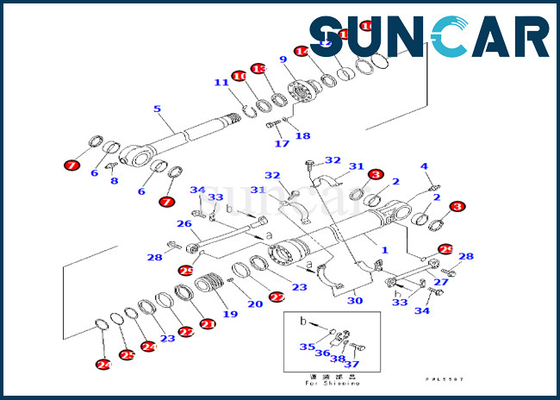 طقم خدمة أسطوانة الجرافة كوماتسو 707-99-58090 7079958090 يناسب PC350-8 PC300-8 PC360-7