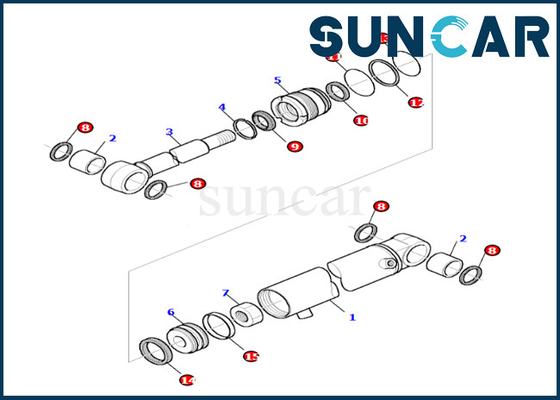 Boom Swing Cylinder Seal Kit Komatsu 878000521 لـ PC27R-8 Boom Swing Cylinder Seal Kit النفط ومقاومة التآكل