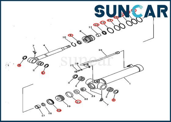 كوماتسو 707-98-22170 7079822170 لـ PC28UD-2 PC28UG-2 PC28UU-2 طقم خدمة أسطوانة الذراع