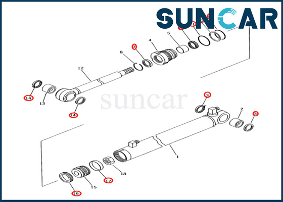 مجموعة ختم أسطوانة الذراع المنزلقة 707-98-04610 7079804610 كوماتسو يناسب PC27R-8 PC28UD-2 PC28UG-2