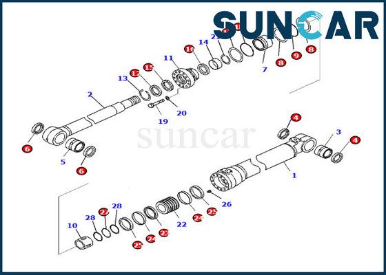طقم إصلاح أختام أسطوانة بوم كوماتسو 7079959090707-99-59090 يناسب PC290LC-10 PC290NLC-10