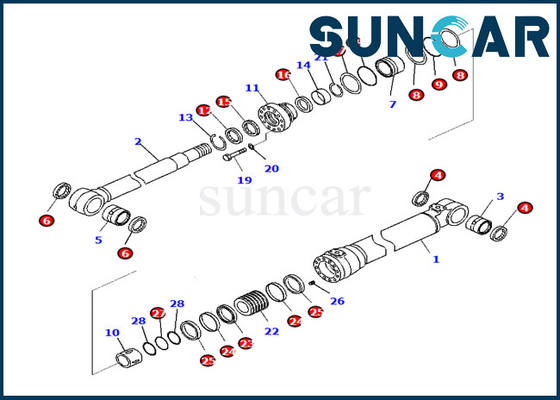 طقم استبدال أسطوانة بوم 721-98-00390 7219800390 كوماتسو يناسب PC290LC-10 PC290NLC-10