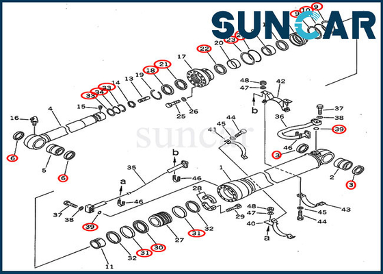 طقم ختم حفارة 207-63-02120 طقم إصلاح أسطوانة الذراع للإصدار الخارجي PC300-5 PC300LC-5 كوماتسو