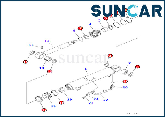 707-98-22840 7079822840 طقم إصلاح ختم أسطوانة الذراع كوماتسو يناسب PC30R-8 طقم ختم أسطوانة الذراع