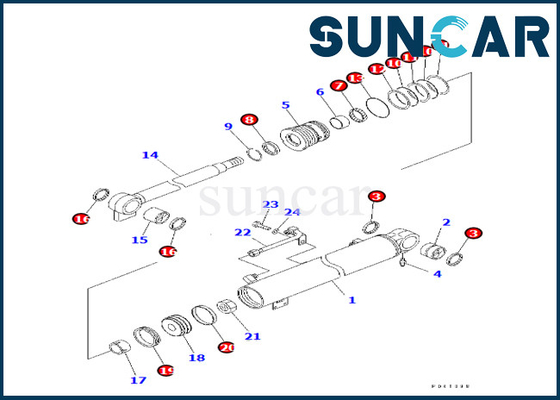 Komatsu Boom Cylinder Service Kit 707-98-24880 7079824880 لمجموعة ختم الأسطوانة PC30R-8