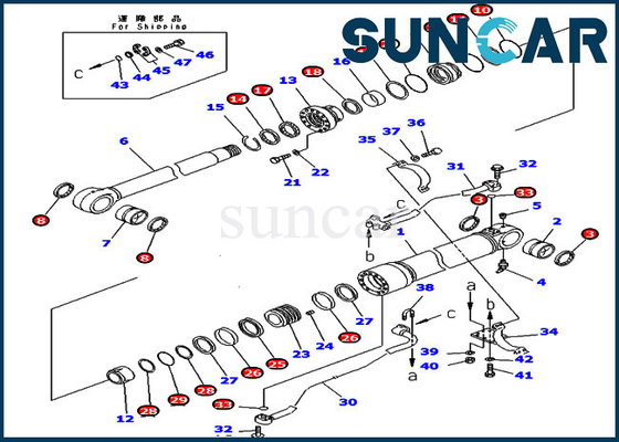 707-99-58370 طقم ختم دلو PC350LC-6 PC340NLC-6 طقم إصلاح أسطوانة  يناسب معدات كوماتسو الثقيلة