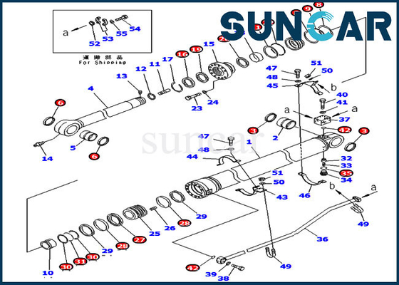 طقم خدمة حفارة 707-99-72300 طقم ختم أسطوانة هيدروليكية لموديلات كوماتسو PC300LC-7 PC350LC-7