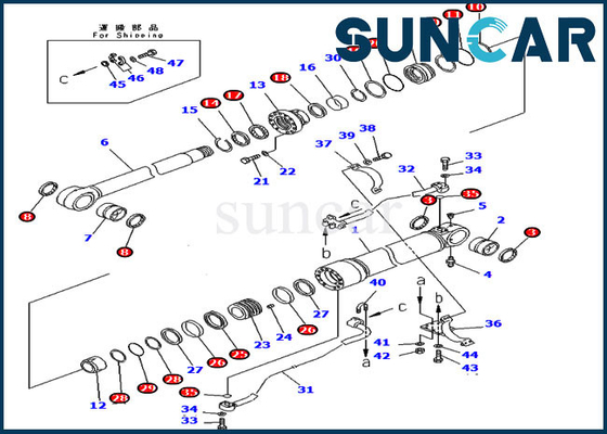 707-99-58085 Boom Replacement Seal Kit PC300-7 حفارة 7079958085 Komatsu Cylinder Service Kit