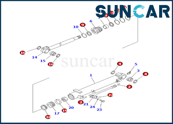 طقم ختم أسطوانة زاوية الشفرة 707-98-13220 7079813220 كوماتسو يناسب PC35MR-3 PC35MR-2