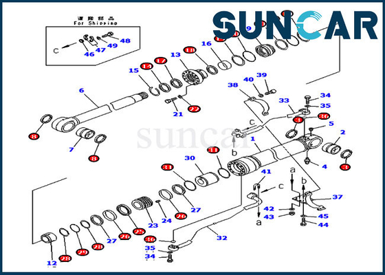 707-99-58440 حفارة بوم سدادة عدة أسطوانة هيدروليكية تناسب PC300-7 طقم ختم استبدال كوماتسو