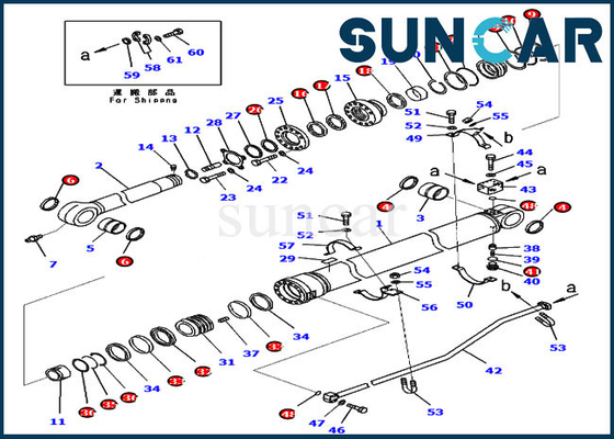 707-99-72281 Arm Cylinder Seal Kit إصلاح أطقم لمعدات النموذج PC300-8 أجزاء كوماتسو الداخلية