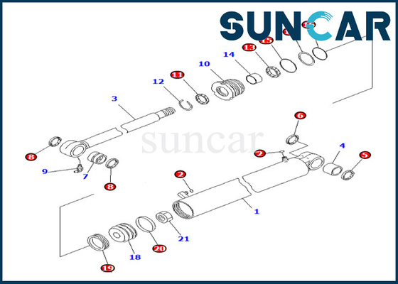 Komatsu 707-98-29670 7079829670 Boom Swing Cylinder Seal Kit لـ PC35MR-3 النفط ومقاومة التآكل