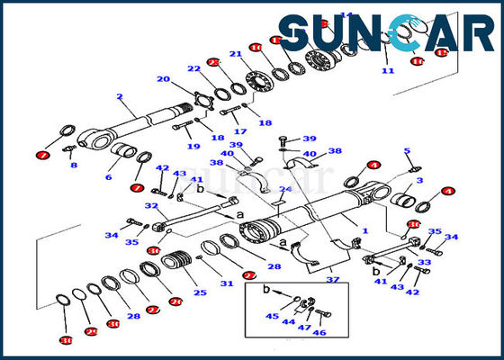 مجموعة الختم أسطوانة دلو 707-99-59371 طقم ختم الزيت يناسب المعدات الثقيلة KOMATSU PC300-8