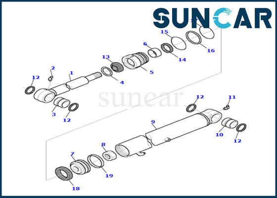 طقم ختم أسطوانة دلو 878000538 أطقم PC35R-8 Komatsu Wear ومجموعة خدمة أسطوانة دلو مقاومة للزيت