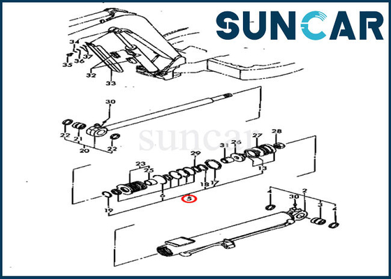 YM172142-99340 طقم ختم بوم أسطوانة هيدروليكية لمجموعات ختم كوماتسو PC30FR-1 PC30FR-2