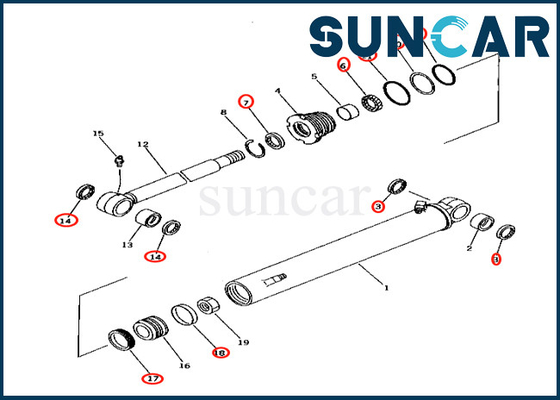 كوماتسو 707-98-25520 Boom Swing Cylinder Service Kit 7079825520 يناسب PC38UU-2 PC38UUM-2 PC40-7