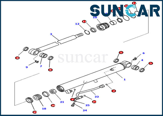 حفارة PC35MR-3 PC30MR-3 707-98-14920 Komatsu Bucket Seal Repair Kit أسطوانة هيدروليكية