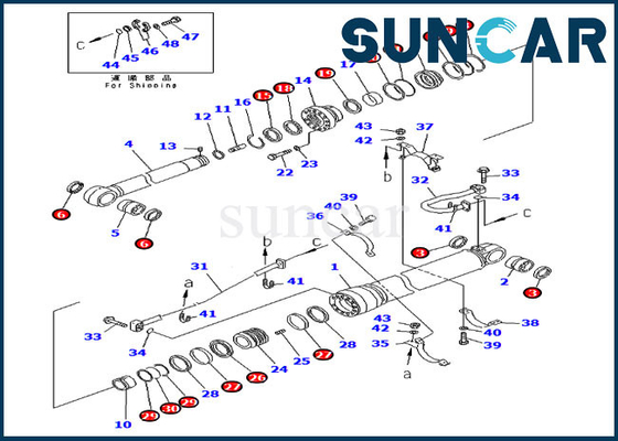 طقم إصلاح الذراع أسطوانة هيدروليكية 707-99-69520 لقطع غيار خدمة PC400LC-6 PC450LC-6 كوماتسو