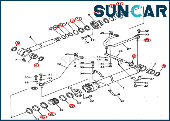 707-99-50600 Komatsu Bucket Cylinder Seal Kit مجموعات الخدمة لـ PC400-5 PC400LC-5 محمل التفريغ السفلي