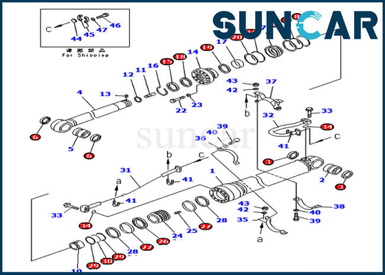 707-99-68565 الذراع إصلاح ختم عدة أسطوانة هيدروليكية يناسب إزاحة بوم PC400LC-7 PC400-7 كوماتسو