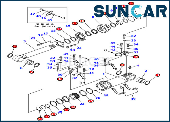 تفريغ سفلي 707-99-47820 مجموعة ختم أسطوانة هيدروليكية للودر PC400-7 PC400LC-7 معدات كوماتسو