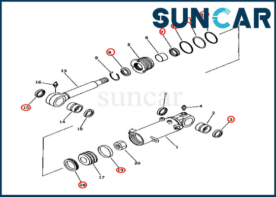 مجموعة ختم أسطوانة رفع الشفرة 707-98-32810 7079832810 لـ PC40-7 PC40MR-1 Komatsu Blade Lift Cylinder Sealing Kit