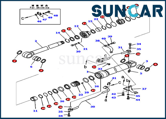 PC400-8 PC400LC-8 كوماتسو 707-99-67091 7079967091 طقم خدمة الازدهار ارتداء المقاومة أسطوانة زيت ختم عدة