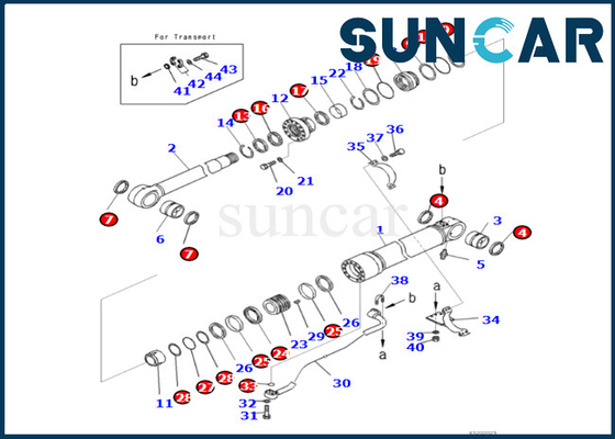 كوماتسو 721-98-00130 7219800130 طقم ختم أسطوانة بوم يناسب PC490LC-11 PC490LCI-11 Boom Cylinder Sealing Kit