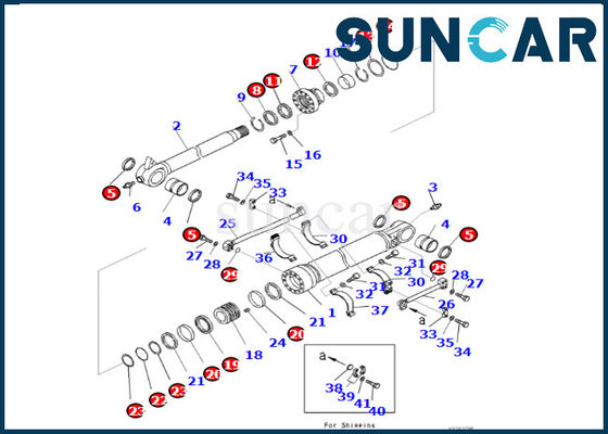 كوماتسو 721-98-00590 7219800590 طقم ختم أسطوانة دلو يناسب PC490LC-10 PC490HRD-11E0 طقم إصلاح أسطوانة دلو