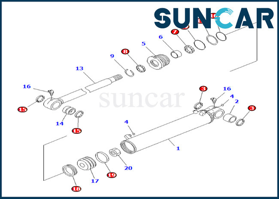 707-98-29650 7079829650 طقم ختم أسطوانة المزيل كوماتسو ل PC600-8 PC600LC-8 PC800LC-8
