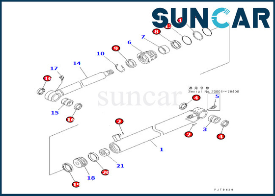707-98-25310 7079825310 طقم ختم أسطوانة دلو يناسب PC58UU-3 Komatsu Bucket Cylinder Service Kit