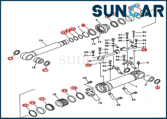 طقم ختم زيت أسطوانة بوم 707-99-67140 طقم خدمة استبدال يناسب KOMATSU PC400ST-6 PC400ST-6LC