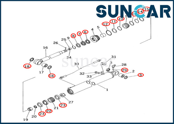 طقم خدمة أسطوانة الذراع 707-99-35230 7079935230 طقم ختم أسطوانة الذراع يناسب PC60-7 PC60-7S كوماتسو