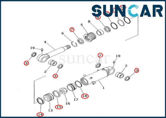 طقم ختم أسطوانة الشفرة 7079843560707-98-43560 لـ PC60-7E PC60-7 Komatsu Blade Cylinder Repair Kit