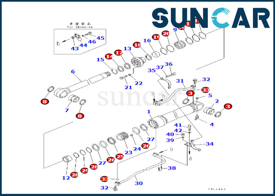 كوماتسو 707-99-68580 7079968580 طقم ختم أسطوانة بوم يناسب PC600LC-7 PC600LC-6A طقم إصلاح أسطوانة بوم