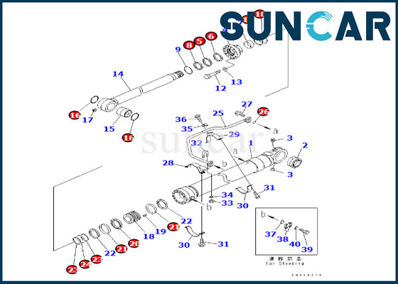 طقم ختم أسطوانة دلو لـ PC600-8 PC600LC-6A 707-99-67830 7079967830 Komatsu Bucket Cylinder Sealing Kit