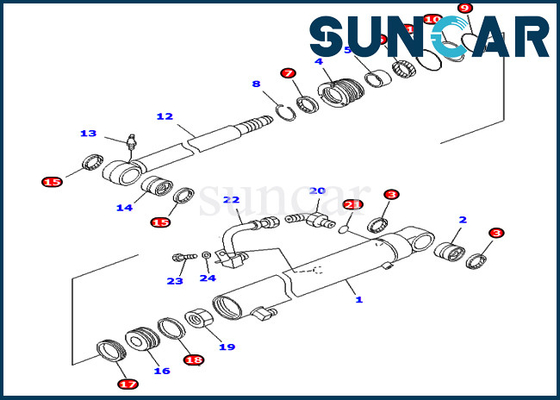 707-98-25250 Arm Service Kit أسطوانة هيدروليكية لموديلات PC40MR-1 PC40MRX-1 PC40R-8 كوماتسو