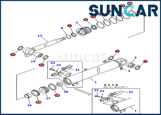 707-98-25560 طقم خدمة بوم أسطوانة هيدروليكية تناسب موديلات كوماتسو PC40MRX-1 PC40R-8 PC45MR-1