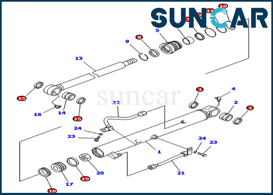 طقم ختم دلو كوماتسو 707-98-15690 7079815690 أطقم خدمة الأسطوانة يناسب حفارة PC40MR-1 PC40R-8
