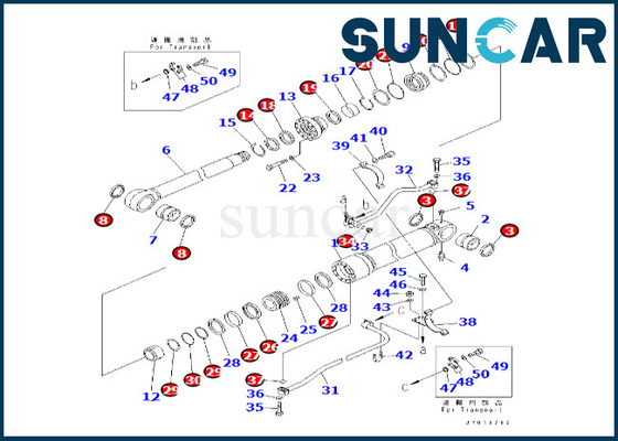 707-99-76131 7079976131 Komatsu Boom Cylinder Seal Kit لـ PC600-8 PC600-8R Boom Cylinder Repair Kit