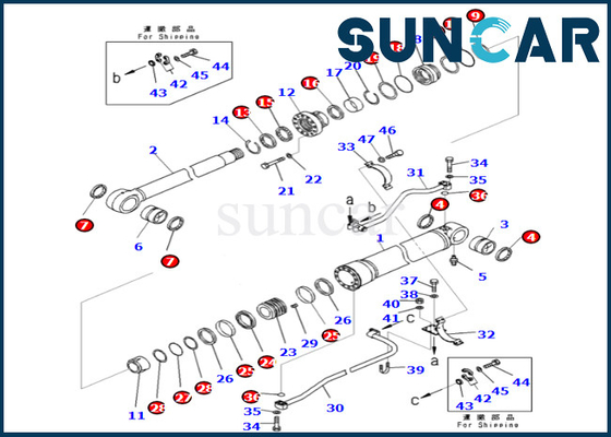 707-99-68480 7079968480 طقم ختم أسطوانة بوم كوماتسو يناسب PC700LC-8E0 PC650LC-8E0