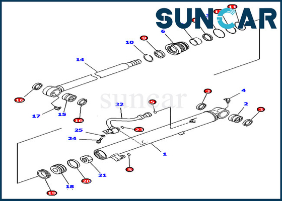 طقم ختم زيت دلو 707-98-15760 أجزاء كوماتسو PC40MR-2 طقم خدمة حفارة أسطوانة هيدروليكية